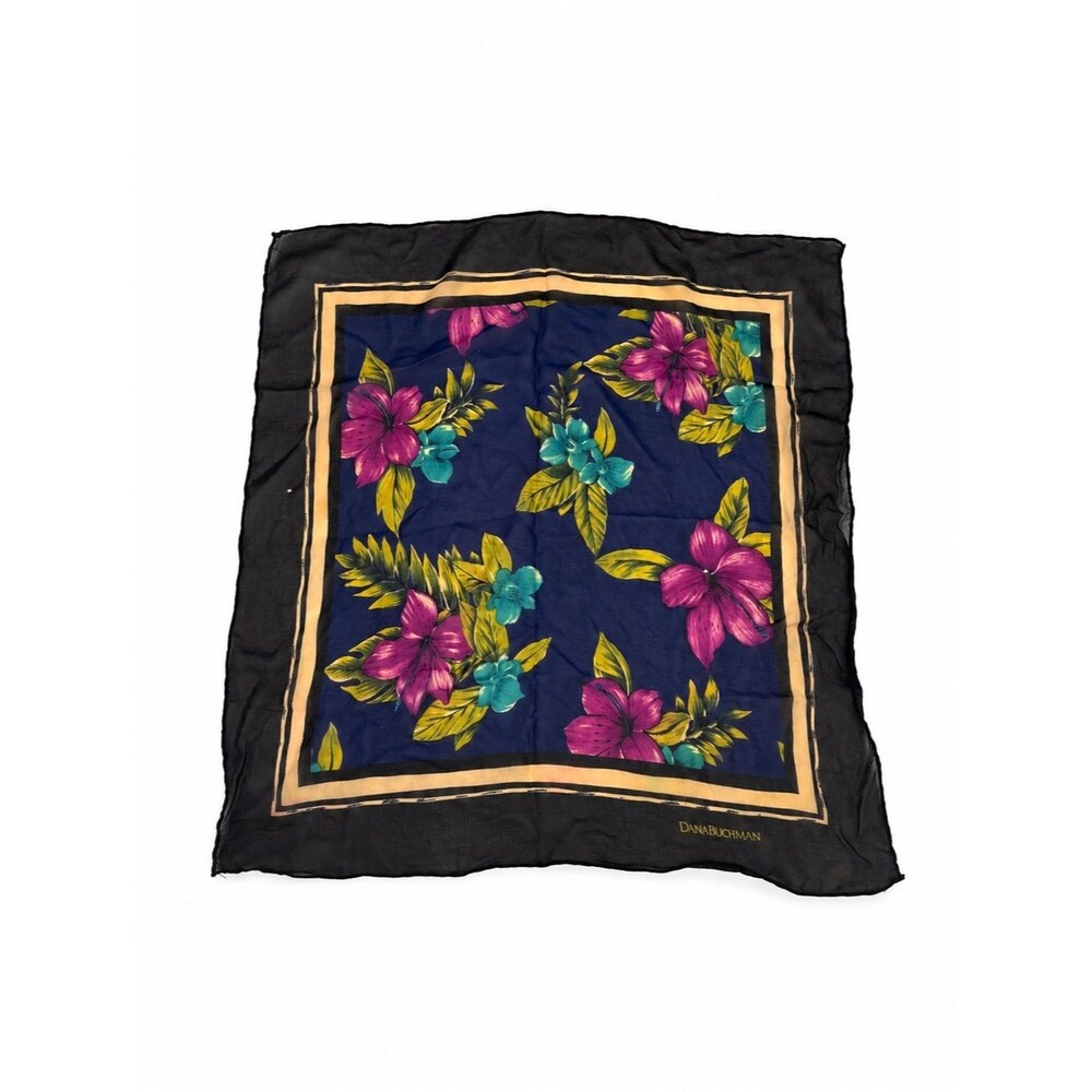 Dana Buchman Vintage Silk Scarf Accessory Colorful Floral Square Sheer